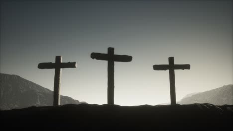 wooden crucifix cross at mountain