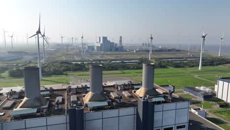 powerplant at the eemshaven, the netherlands. aerial drone video.