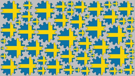 swedish flag gears spinning background