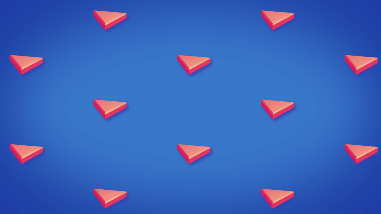 animación de filas de patrones de triángulos rojos que se mueven sobre un fondo azul