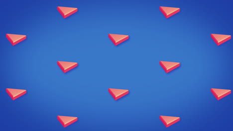 animación de filas de patrones de triángulos rojos que se mueven sobre un fondo azul