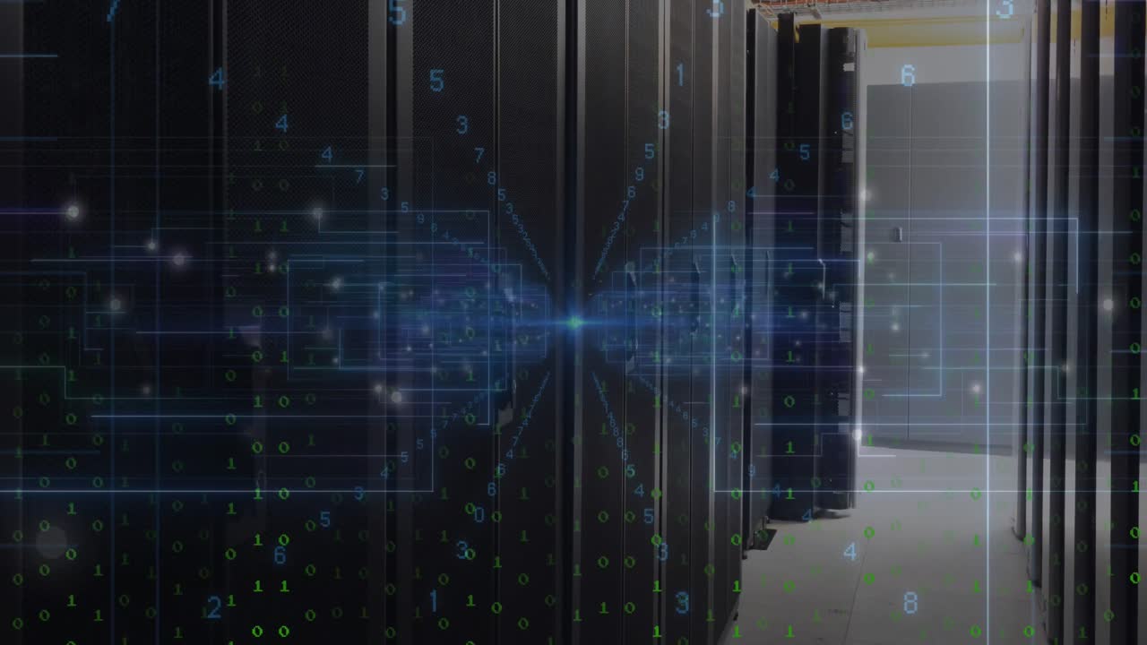 Animation of data processing over server room