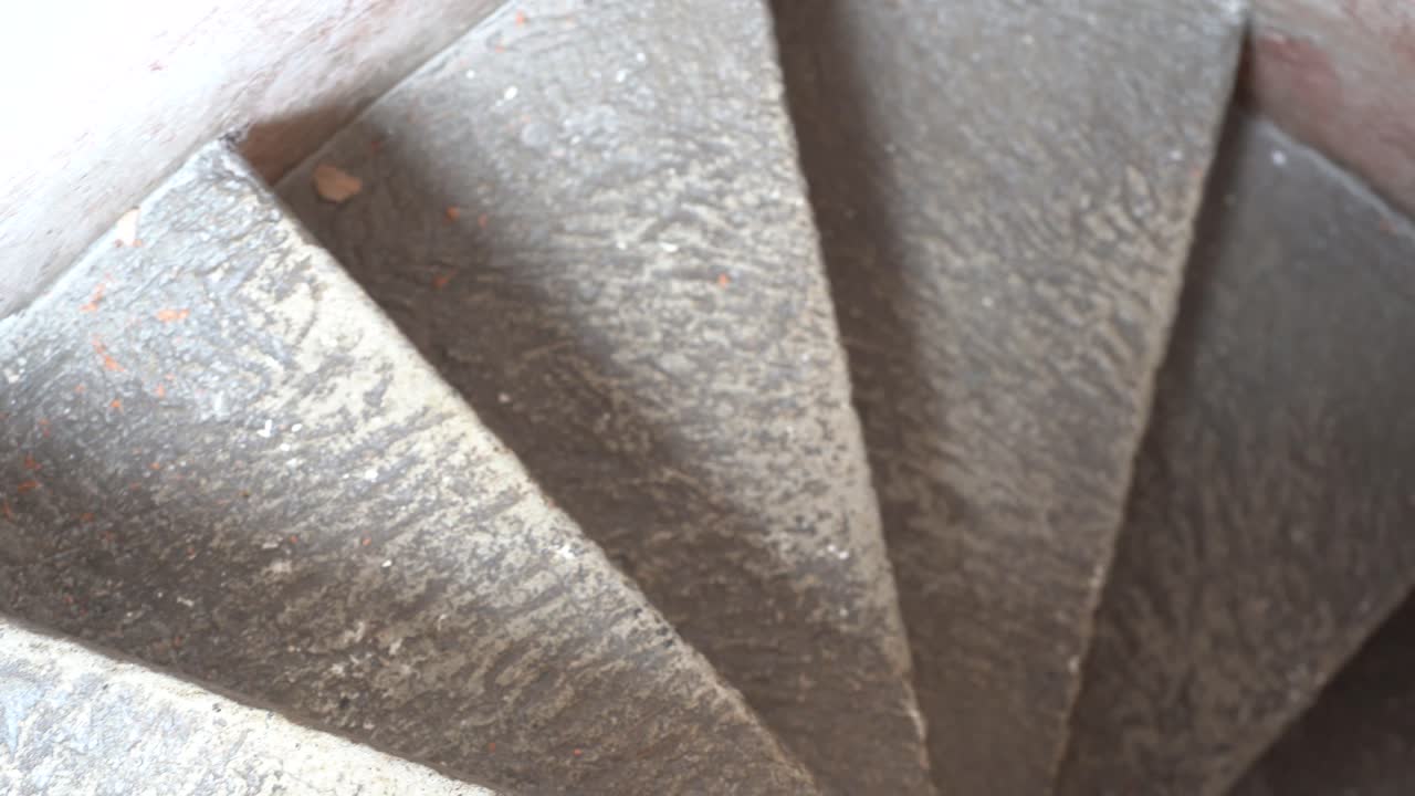 Panning shot of  spiral staircase