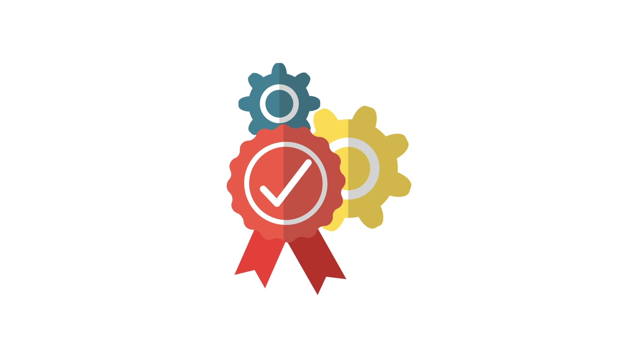 Animated Quality Badge with Rotating Gears