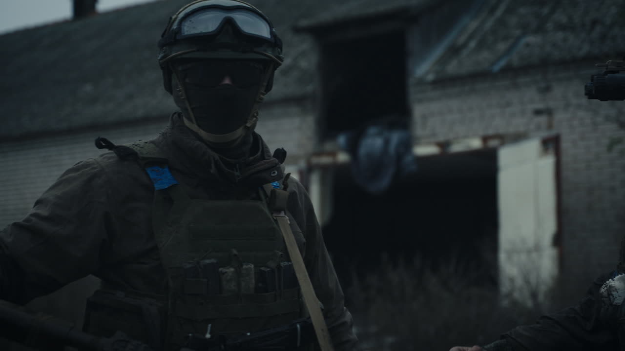 Ukrainian Soldiers in Combat Zone
