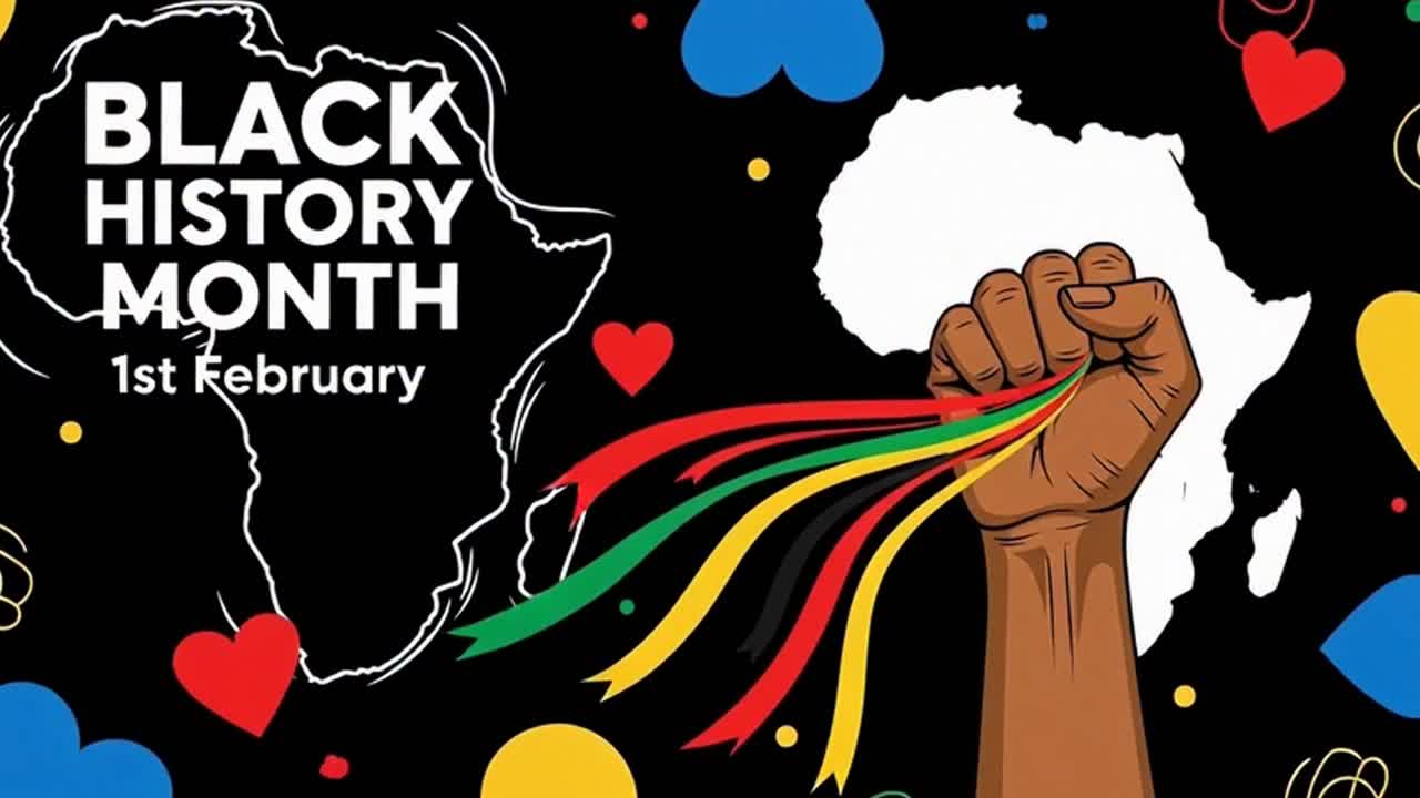 Black history month animated celebration background