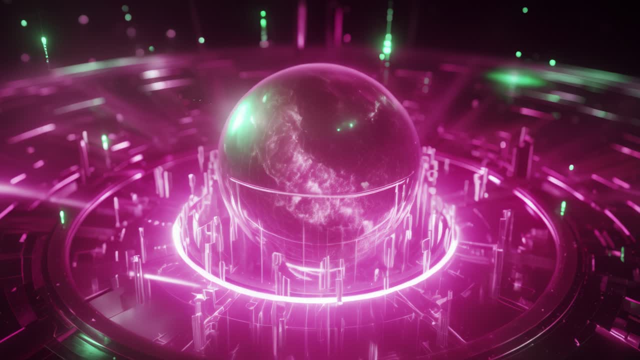 Abstract Futuristic Sphere with Neon Lights