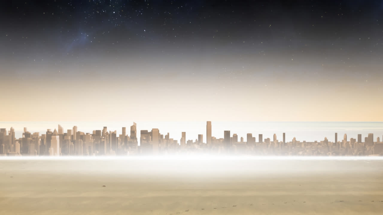 Animation of texts over cityscape