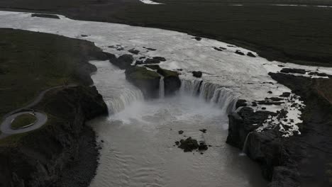 iceland melt water of skjálfandafljót river with grand godafoss waterfall