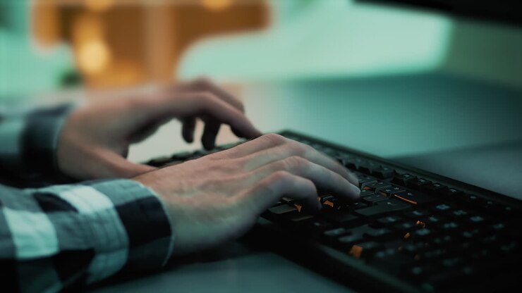 Texter oder Blogger schreibt einen Beitrag für soziale Medien