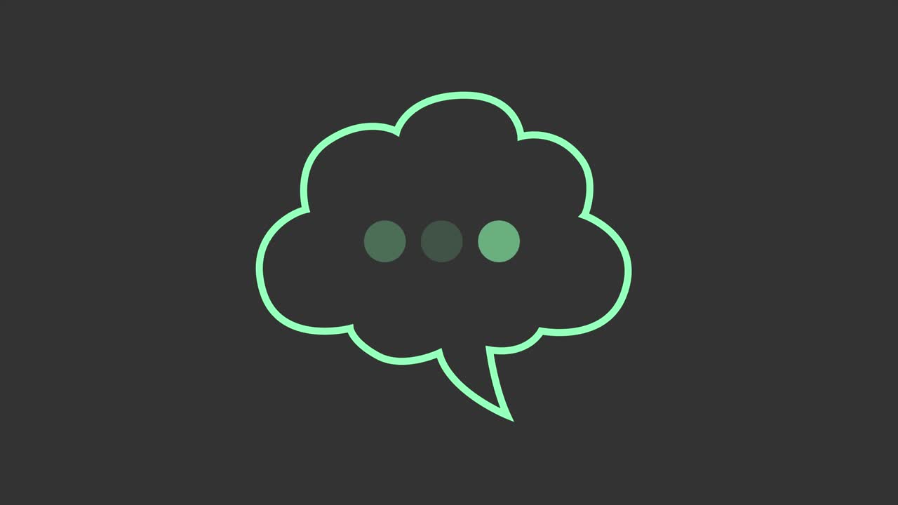 A simple element of a thought bubble animated, or text message popping up, with typing or thinking dots