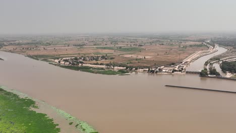 aerial view of chenab river in pakistan