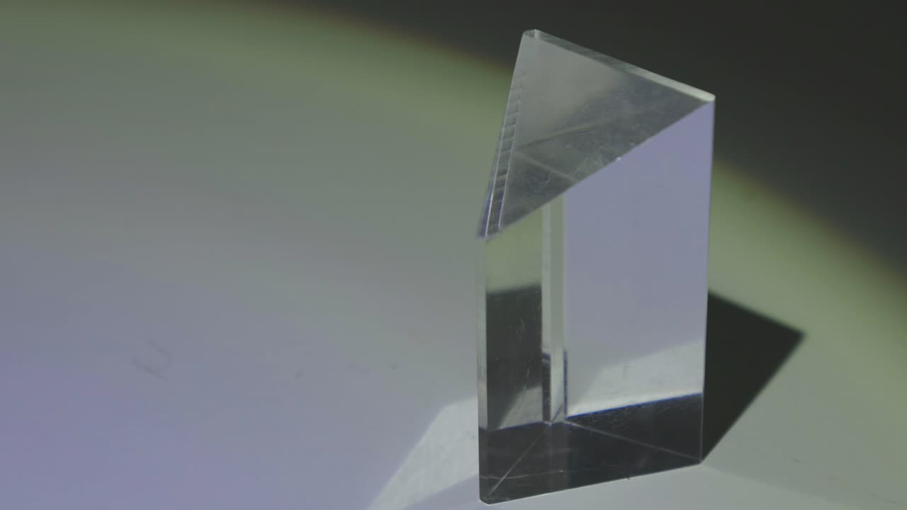 Dispersion Of Light By Prism - White Light Separated Into Multiple Colors Upon Passing Through A Triangular Glass Prism - close up