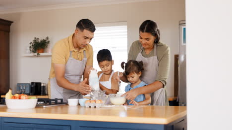 Cocinar,-Padres-Y-Niños-Aprendiendo-En-La-Cocina.