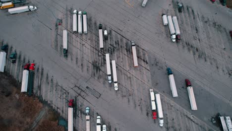 birds eye view aerial of top down truck stop aerial view