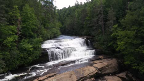 appalachian mountain waterfall landscape in the summer, north carolina - aerial