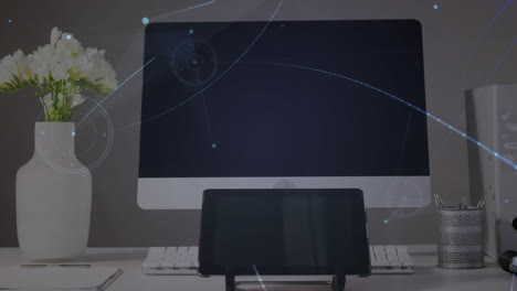 animación de redes de conexiones a través de tablets y televisores