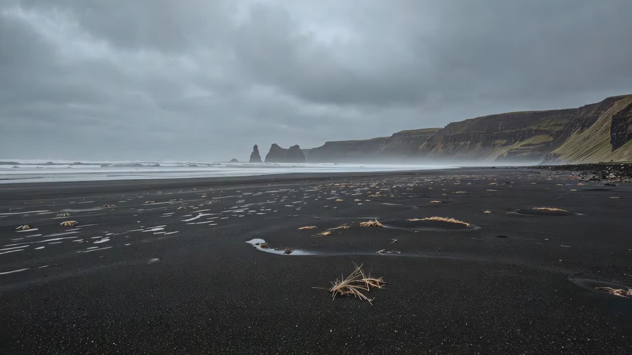 Stormy Black Sand Beach in Iceland