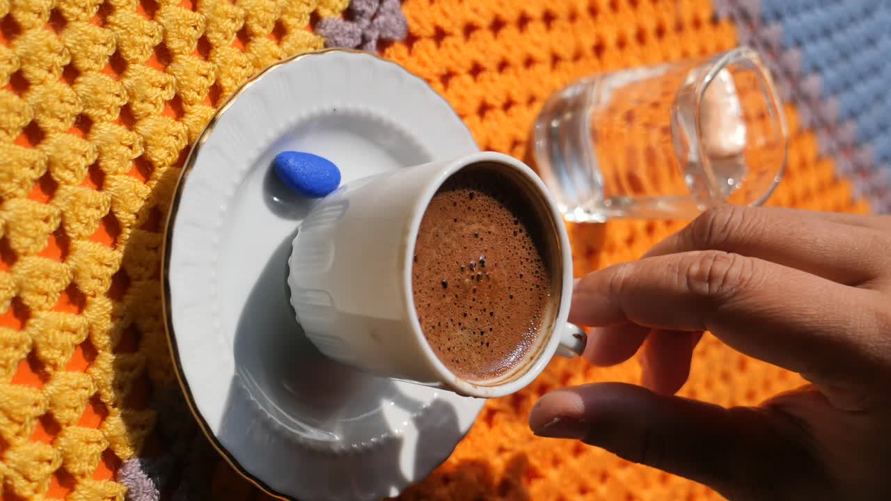 Turkish Coffee and Treats on a Colorful Table