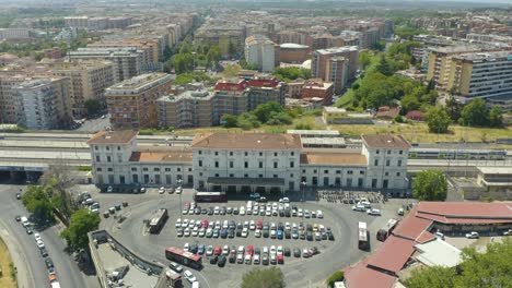 roma trastevere train station - aerial view on summer day