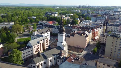 aerial ostrava, czech republic city centre in central europe buildings