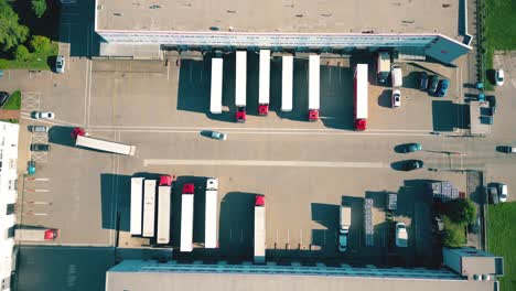 warehouse storages or industrial factory or logistics center from above