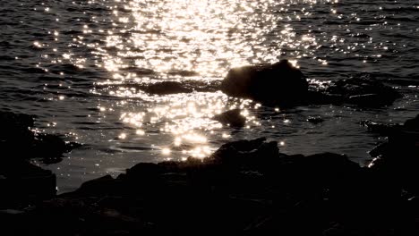 la luz del sol de la tarde se refleja en el mar en la playa de brighton