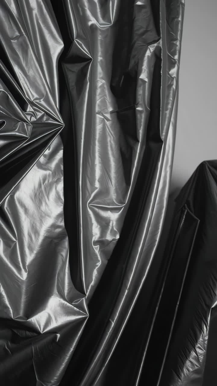 Close-up view of wrinkled plastic fabric