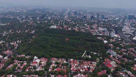 aerial view of coyoacan zone, with los viveros, urban lung in mexico city