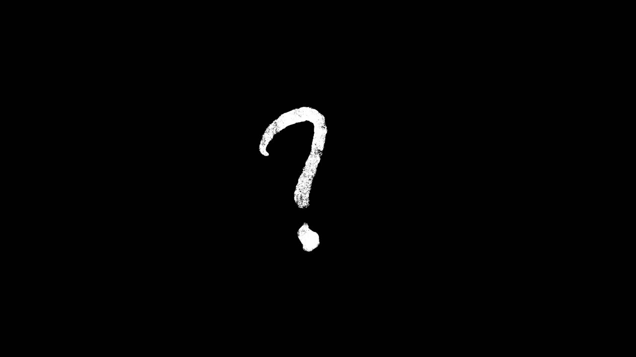 White Chalk Question Mark on Black Background