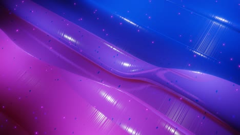 abstract 3d surface with beautiful waves, luminous sparkles and bright color gradient blue purple. waves run on very shiny, glossy surface with glow glitter. 4k looped animation