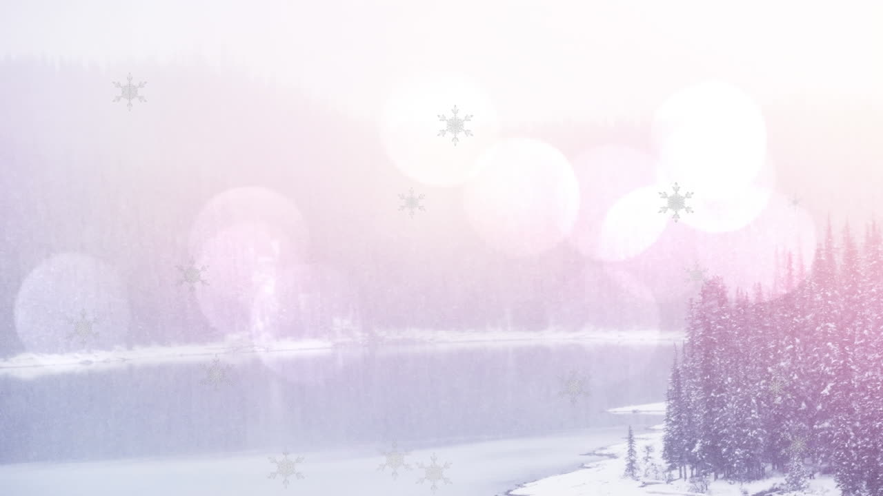 피르 나무 위 에 크리스마스 에 내리는 눈 의 애니메이션