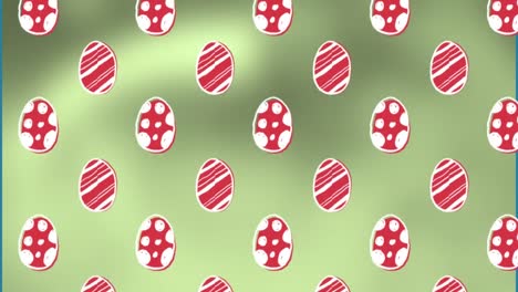 Animation-of-easter-eggs-on-green-background