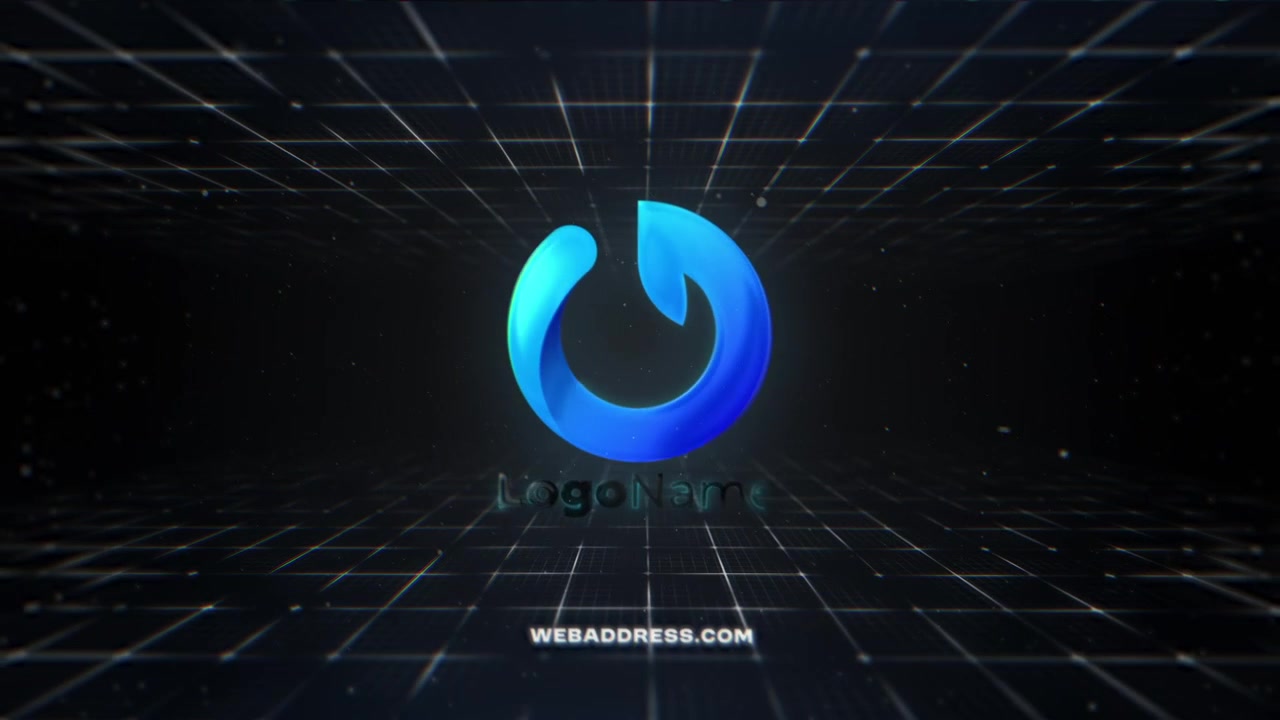 Digital Logo Reveal Animation with Abstract Grid Background