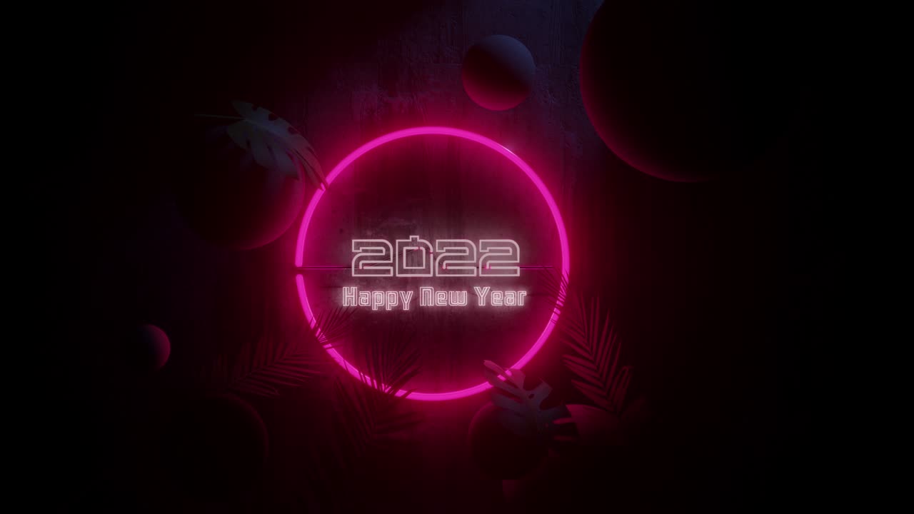 Abstract seamless loop 3D render neon 2022 Happy New Year