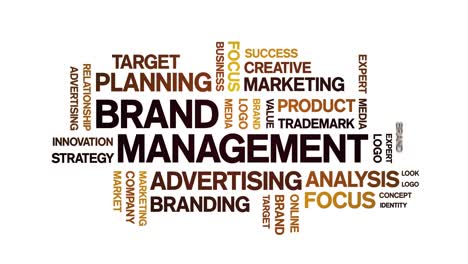 4k brand management animated tag word cloud,text design animation seamless loop