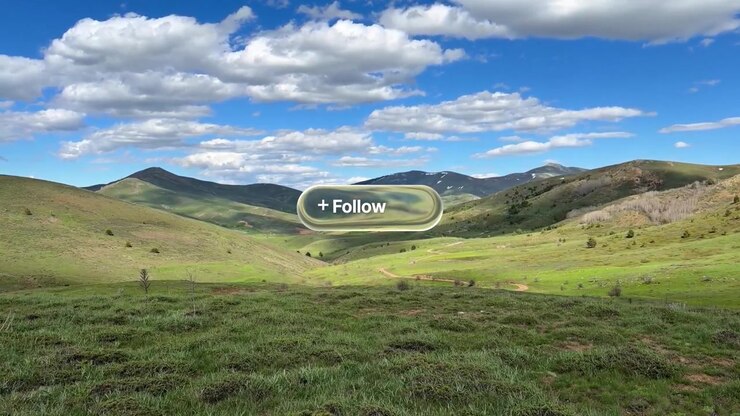 Paesaggio montano panoramico con dolci colline verdi e cielo azzurro