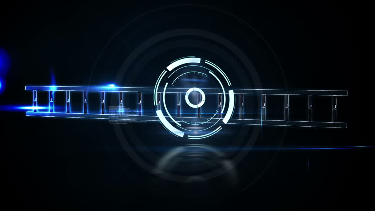 Animation of scope scanning and dna strand on black background