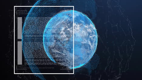 digital data and algorithm animation over rotating earth in space