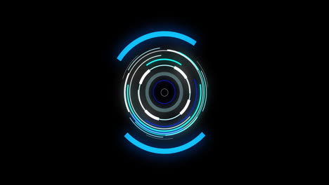 animation of blue and white circular scanner processing on black background