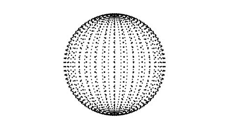 ciclo de animación de esfera giratoria de estilo plexus. puntos negros en el fondo blanco