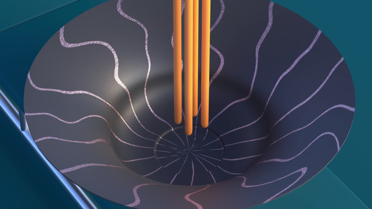 4K 3d animation. Looped animation video of spaghetti falling on colorful plates.