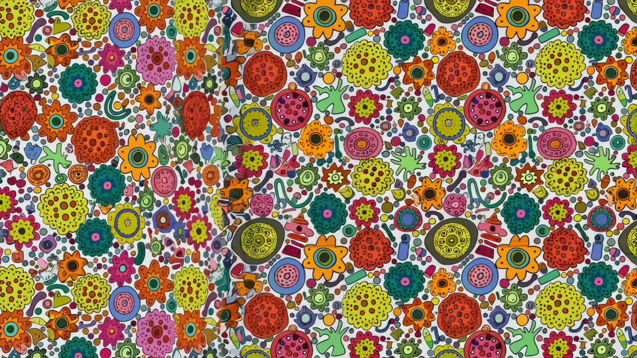 Colorful Abstract Organic Pattern of Cells or Microbes