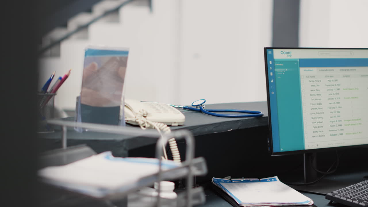 Empty front desk with appointments list