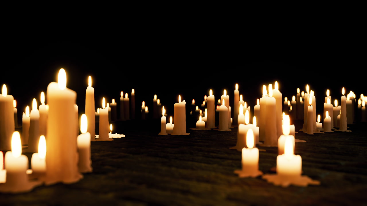 Tranquil wax candles create serene reflective environment for meditation