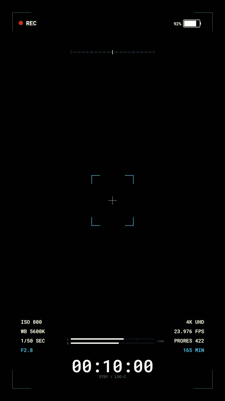 Digital Camera Recording Interface Overlay with Timecode