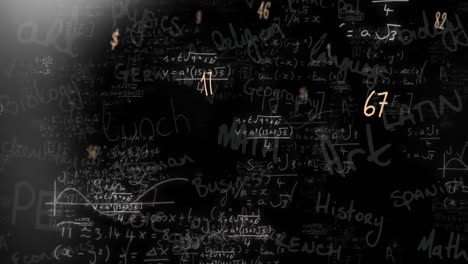 Animation-of-moving-mathematical-formulas-on-dark-background