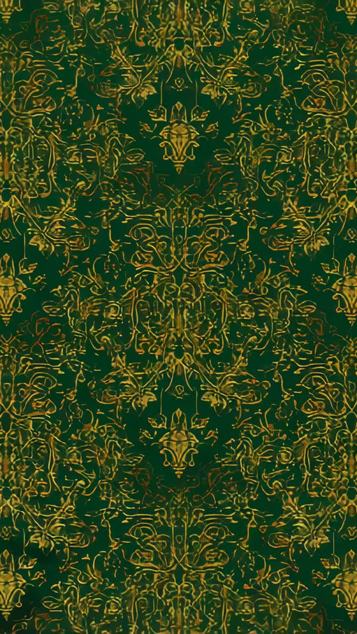 Vertical video: Clip starting, camera panning up, green wall showing gold motif to center pattern