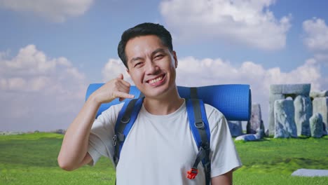 man calling on a trip