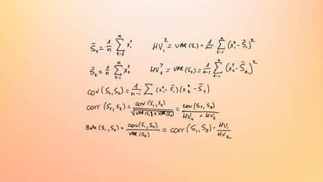 animation of mathematical equations over orange background